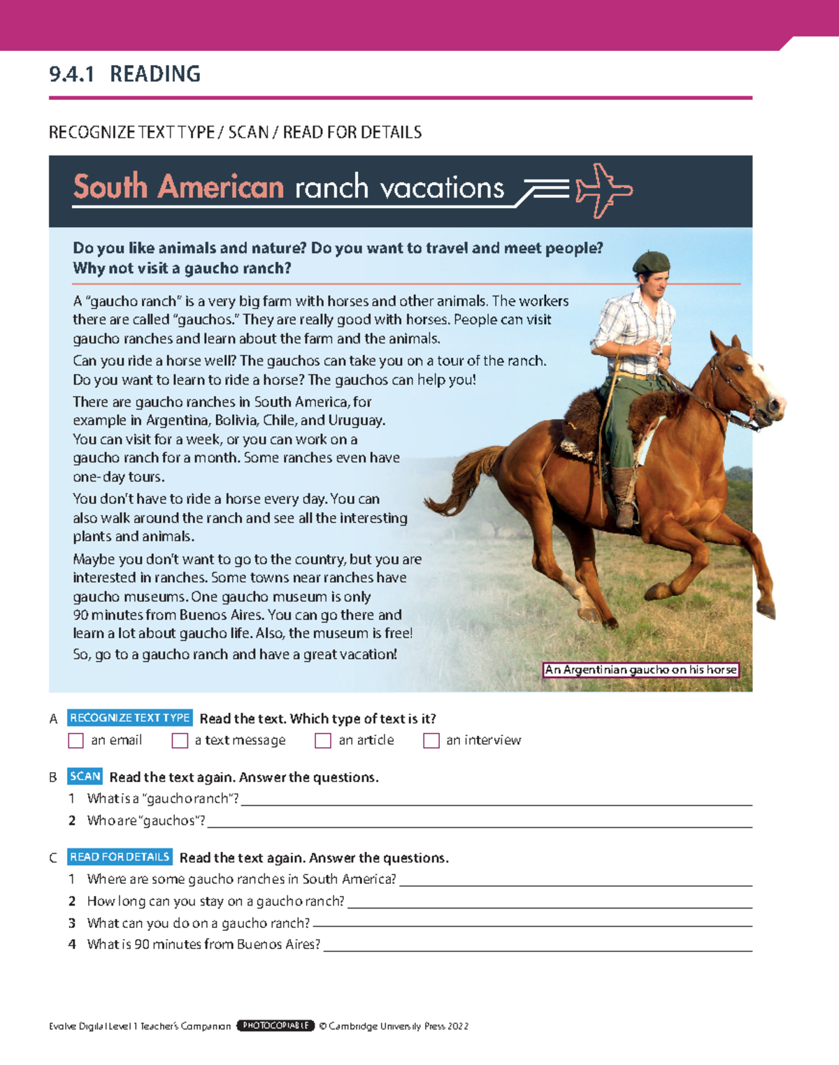 Evolve Digital Level 1 Worksheets 9.4.1: Gaucho Ranch Exploration - Studocu