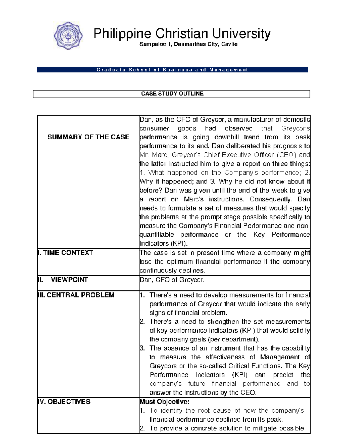 CASE STUDY: Financial Performance Analysis of Greycor - Strategies ...