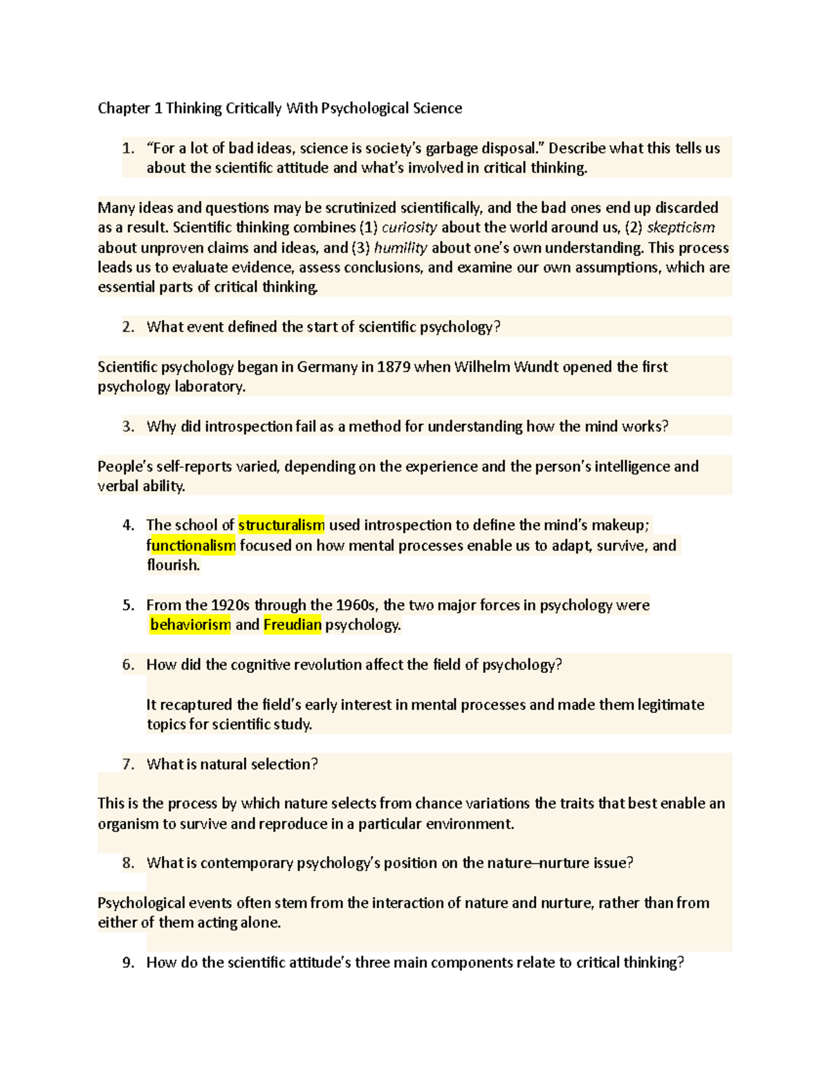 Chapter 1 - Lecture Notes 1: Critical Thinking in General Psychology ...