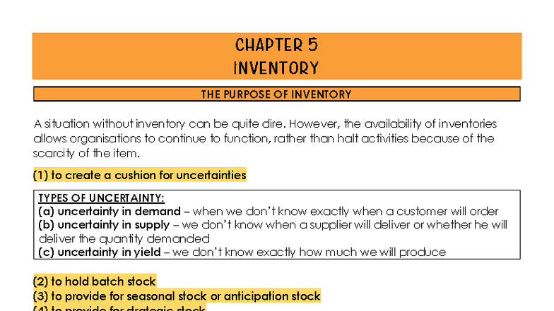 CHAPTER 5 INVENTORY: UNDERSTANDING ITS PURPOSE AND TYPES - Studocu