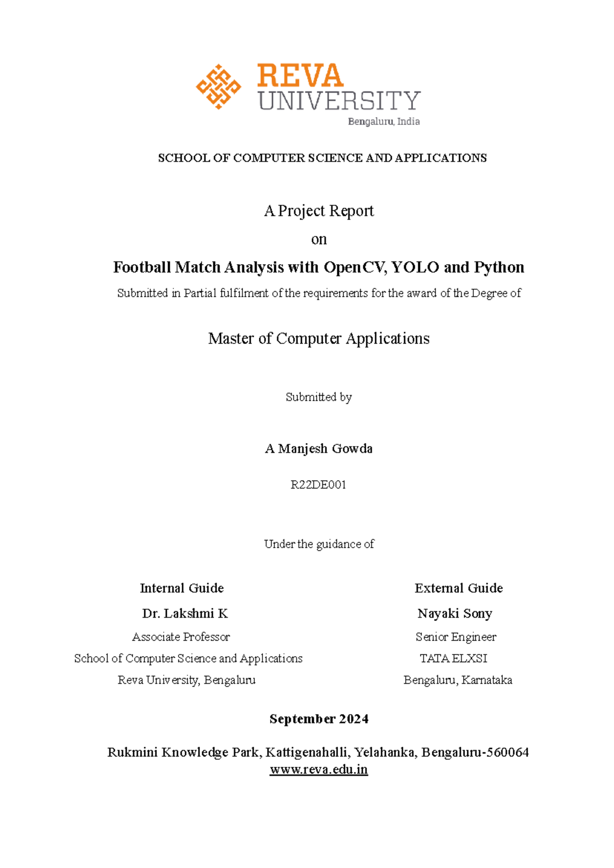 R22DE001 Final Project Report: Football Match Analysis with OpenCV ...