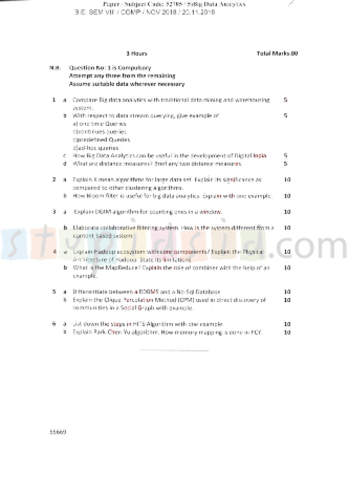 BDA DEC18 - BDA NOTES Question paper - Computer Engineering - Studocu