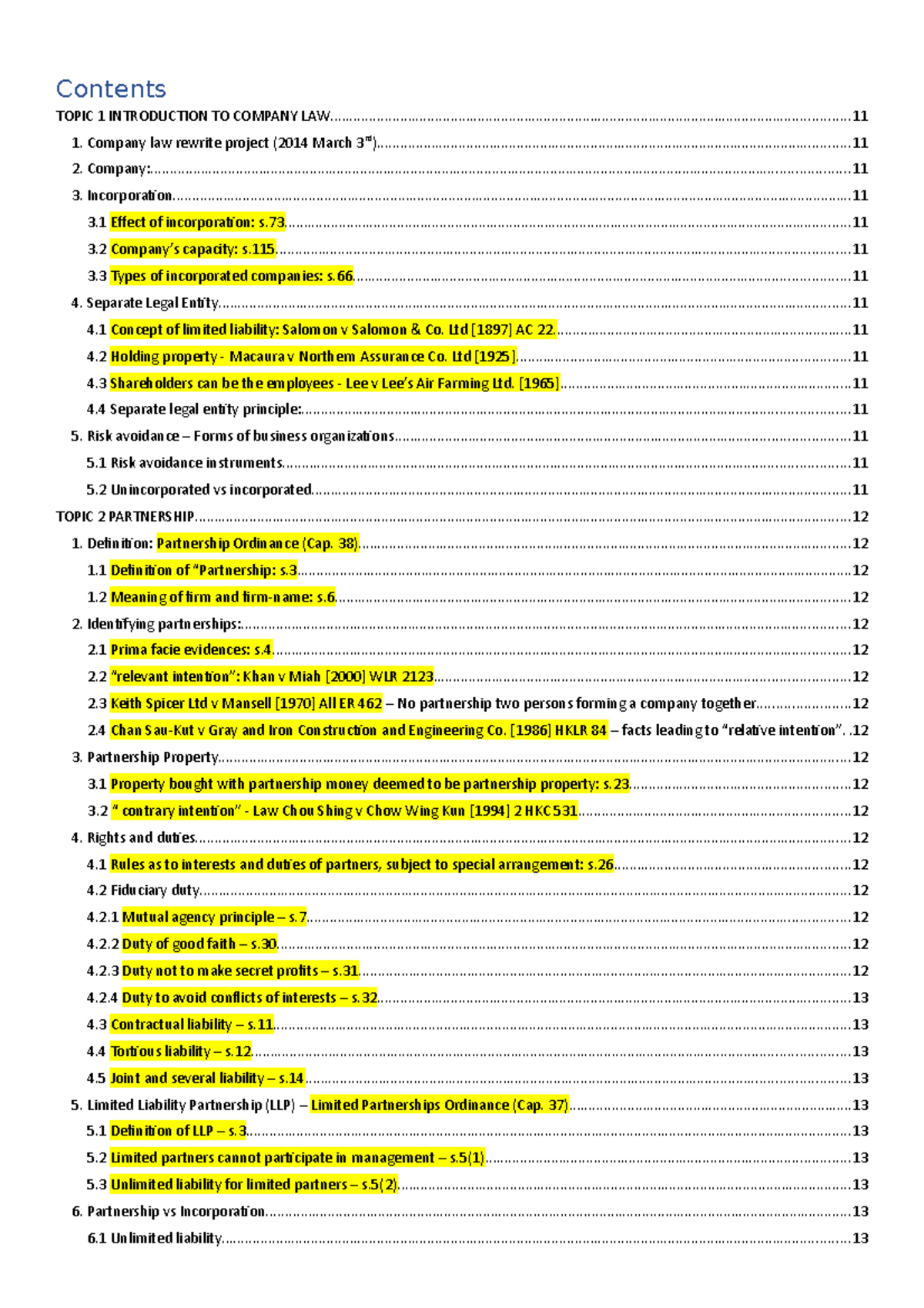 Company Law Overview and Key Concepts - Summary Notes - Studocu