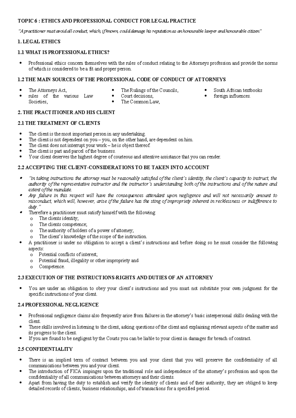 LPP411 Topic 6: Ethics and Professional Conduct in Legal Practice - Studocu