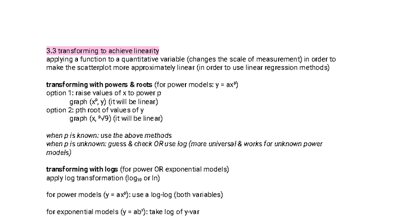 Transforming Variables for Linear Regression: A Guide (STAT 12) - Studocu