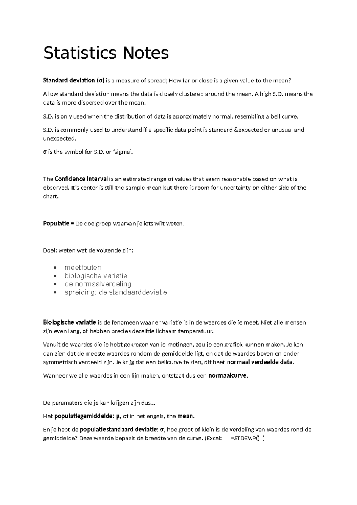 Statistics Notes: Understanding Standard Deviation and Confidence ...