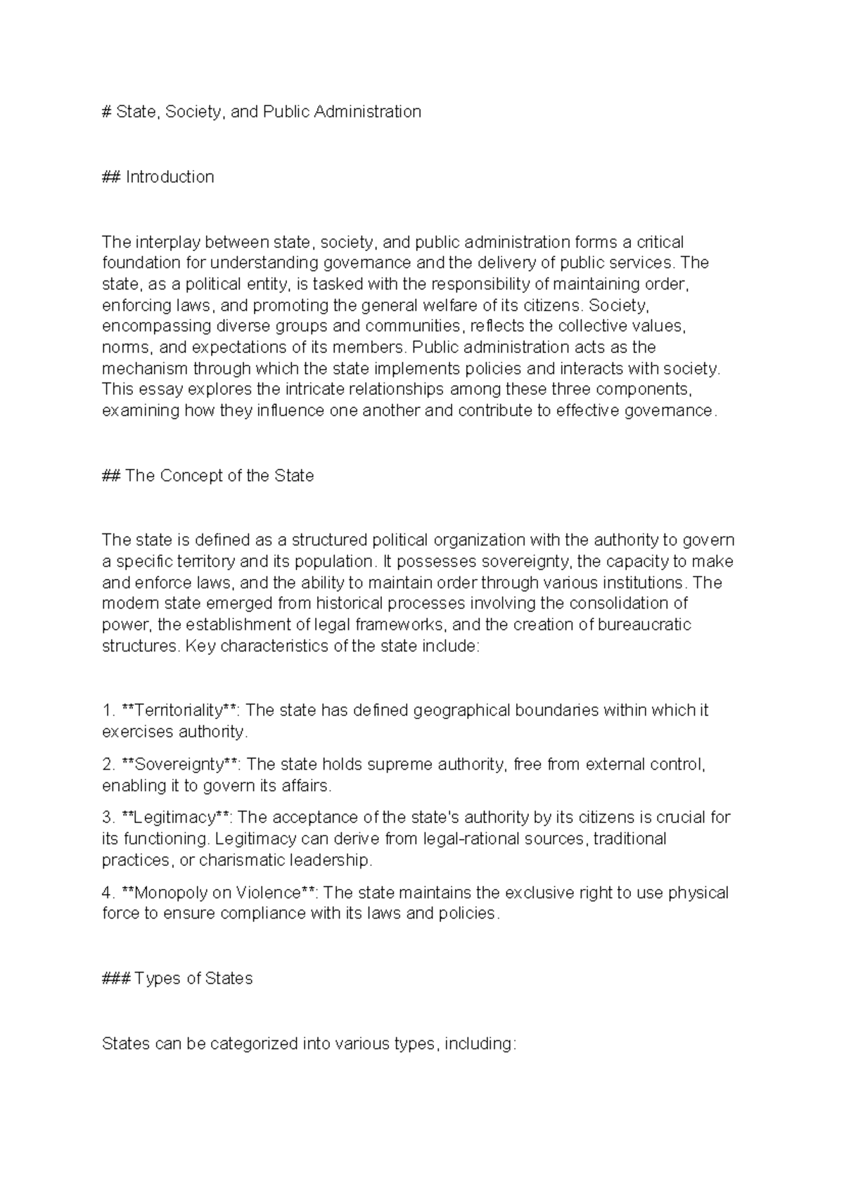 State, Society & Public Admin: Exploring Their Interplay & Governance ...