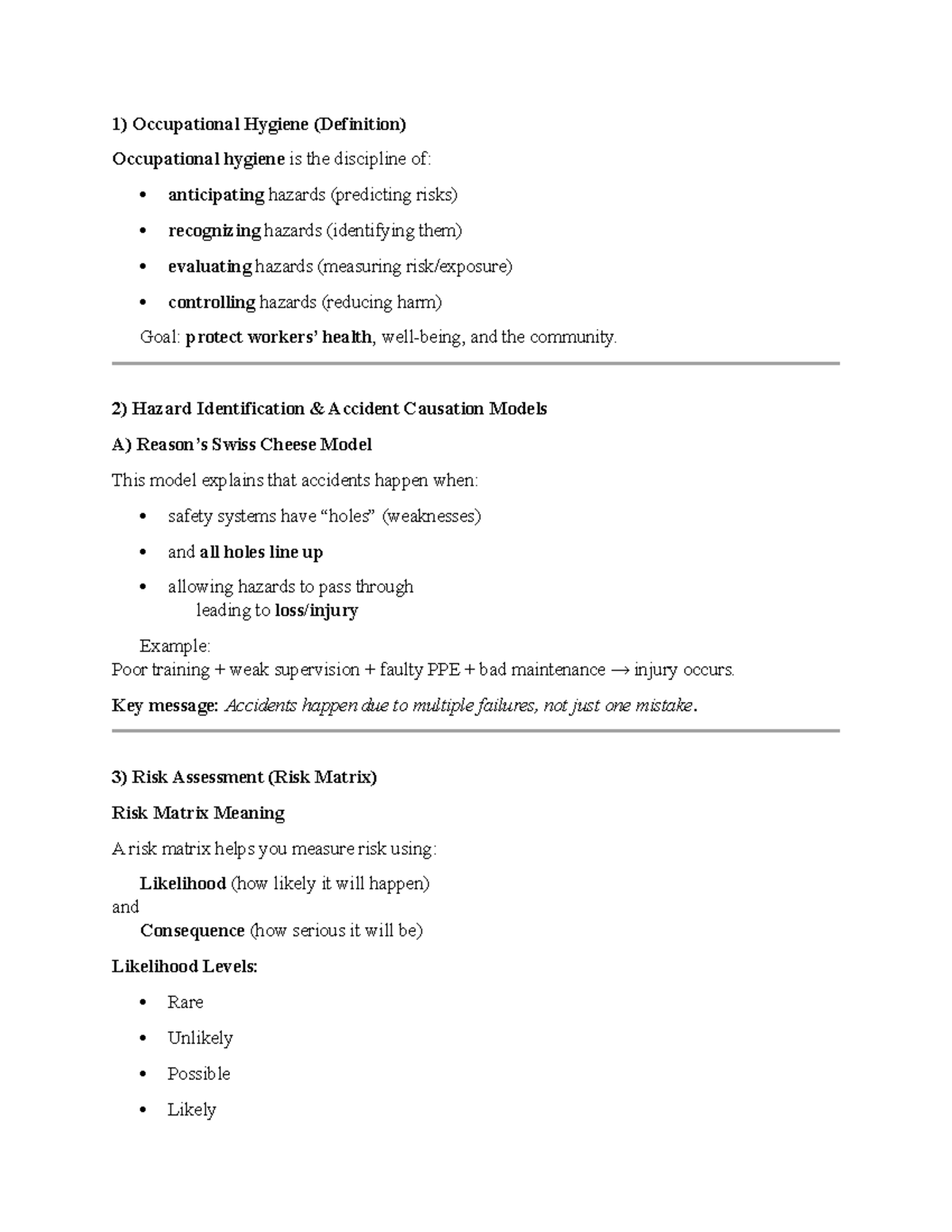 Environmental Health & Safety Notes (EHS 101) - Occupational Hygiene ...