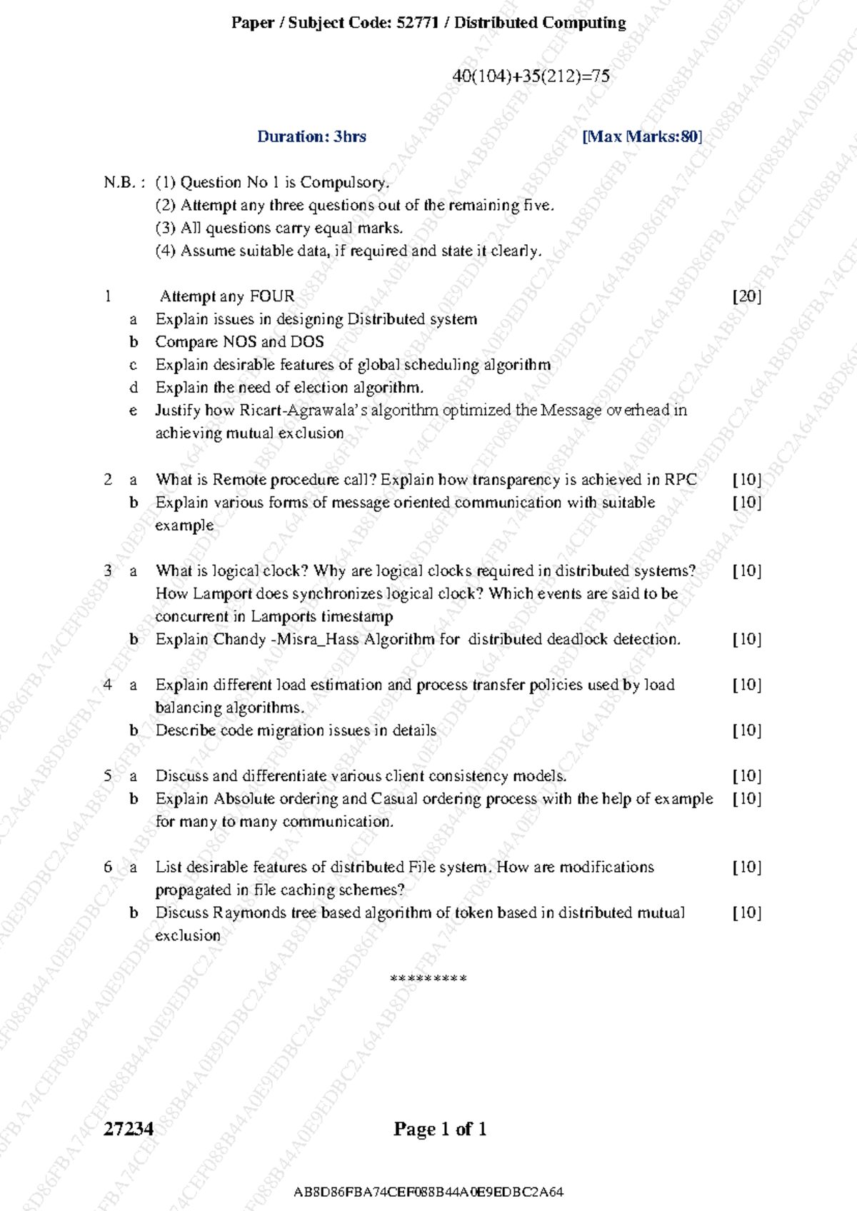 Distributed Computing Exam Paper - Sem 8 May/June 2023 (52771) - Studocu