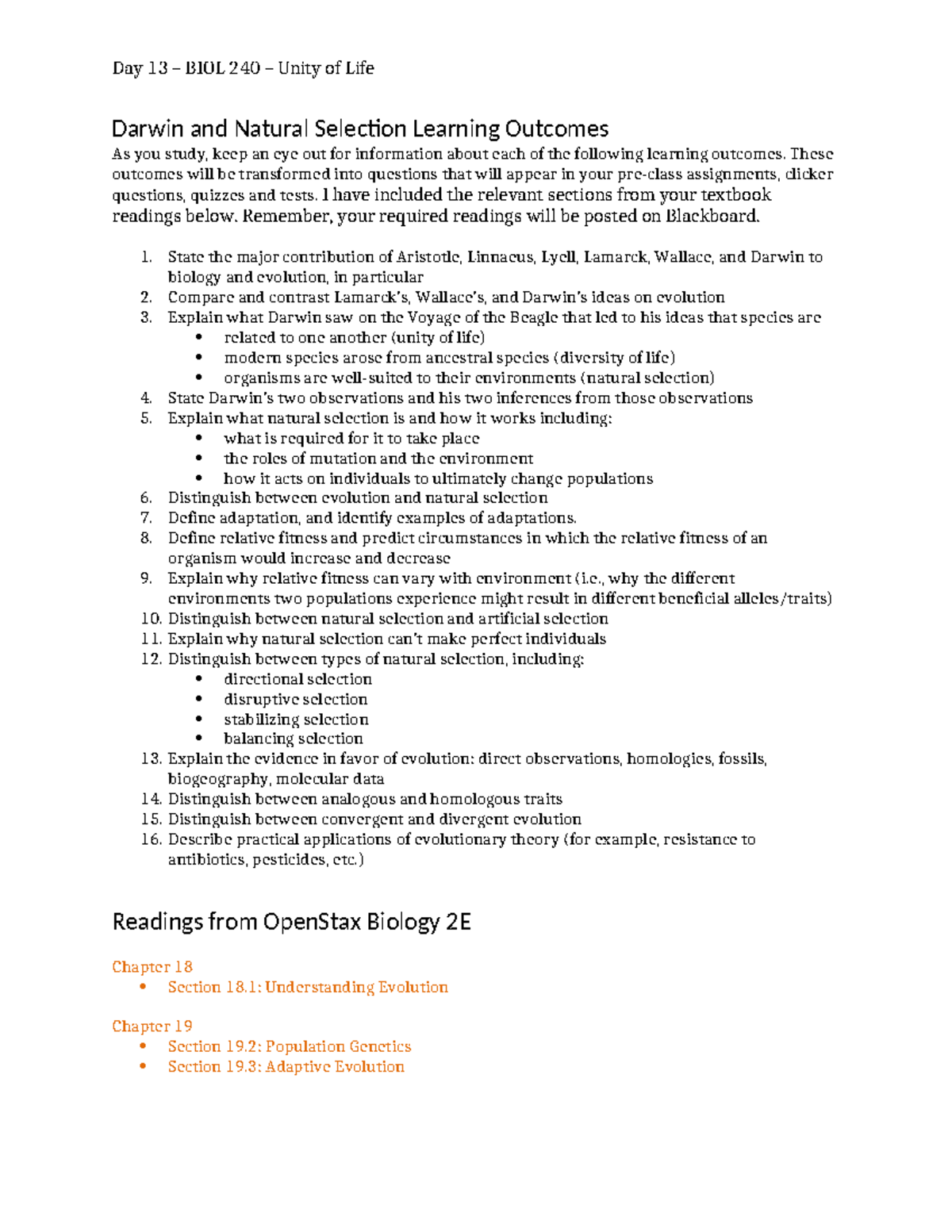 Darwin and Natural Selection - BIOL 240 Lecture Notes on Evolution ...