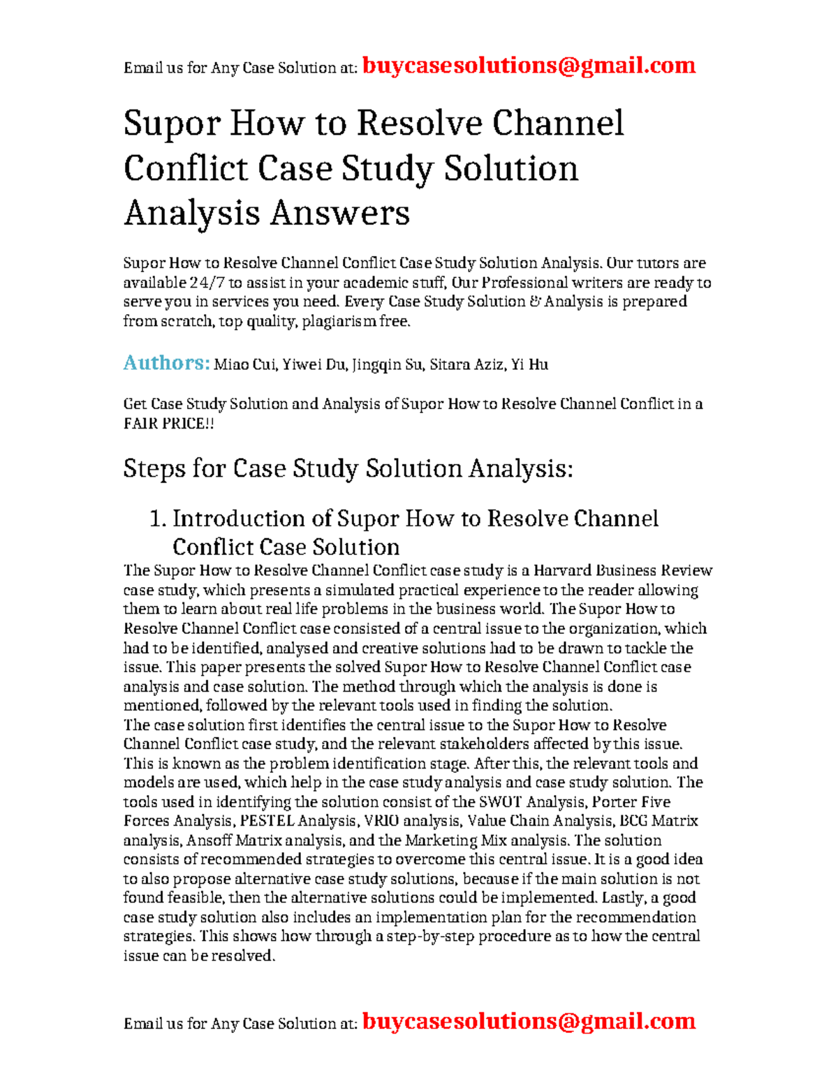 Supor HBR Case Study: Resolution Strategies for Channel Conflict - Studocu