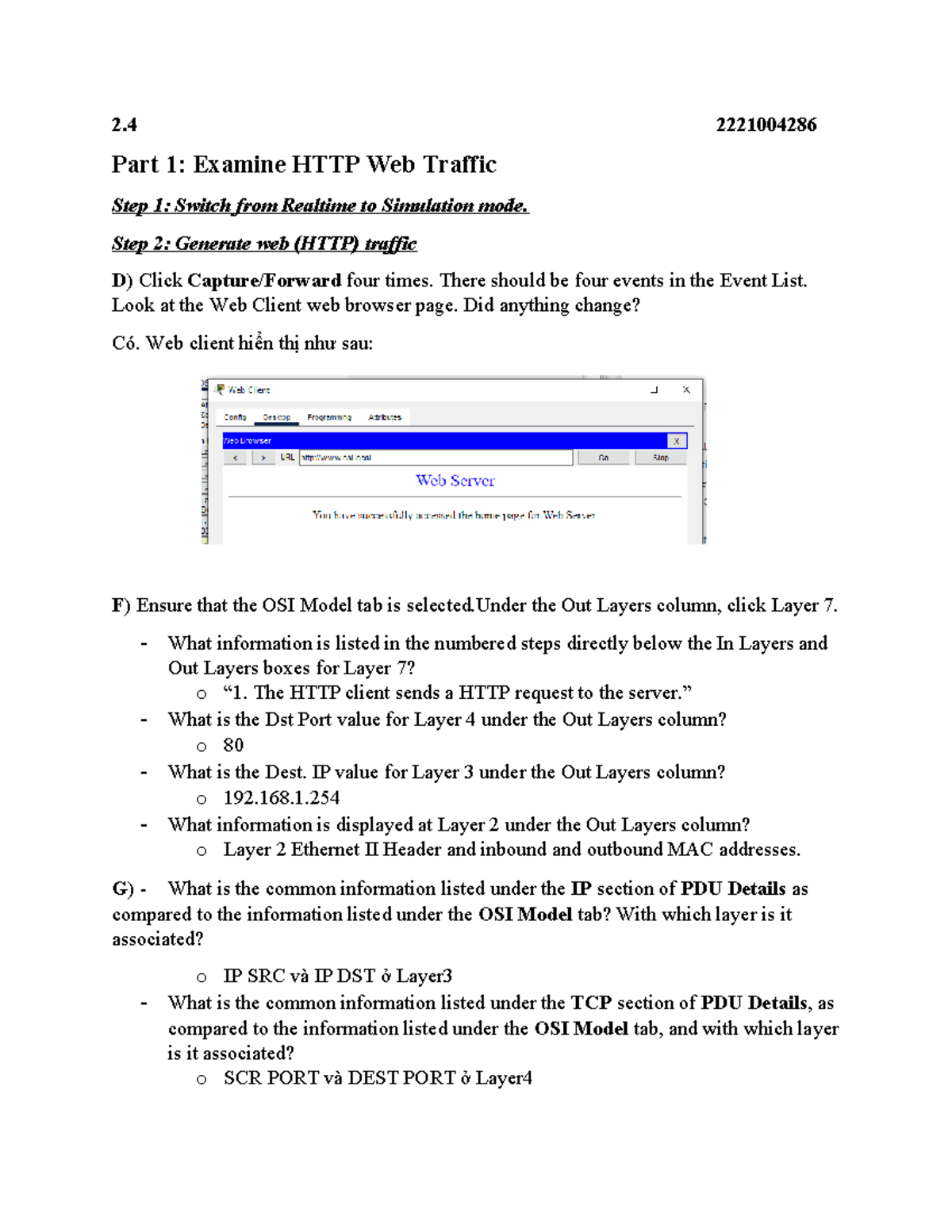 HTTP Web Traffic & TCP/IP Protocol Suite Exam 2221004286 - Studocu