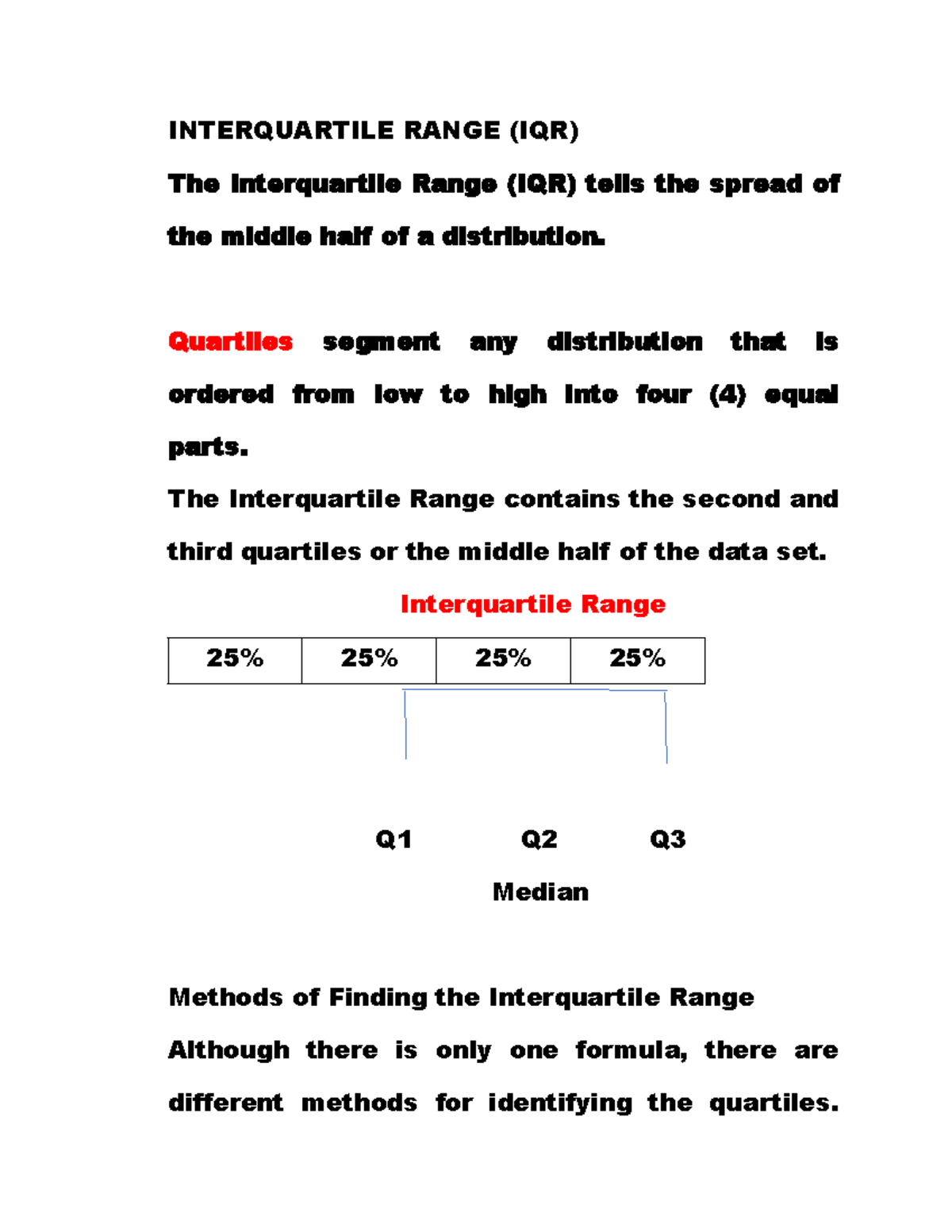 Interquartile Range (IQR) - Comprehensive Study Notes - Studocu
