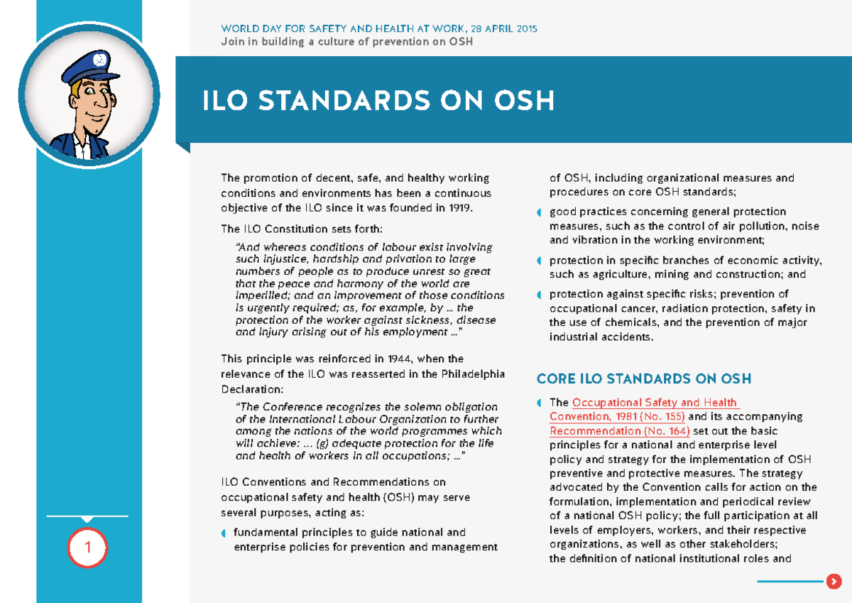 ILO Standards on Occupational Safety and Health (OSH) - 2015 Overview ...