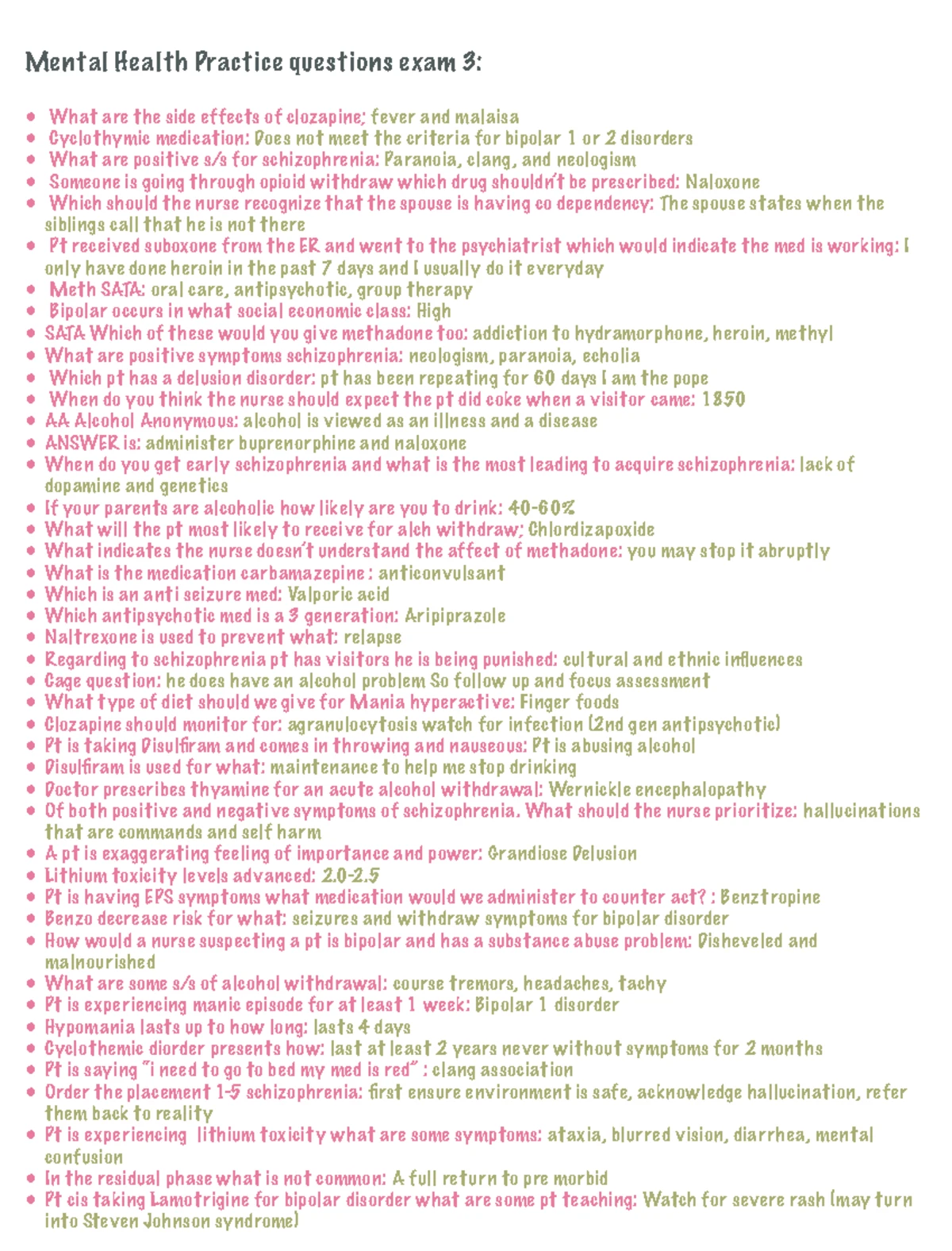 Exam 3 MH - Study Guide for Mental Health Practice Questions - Studocu
