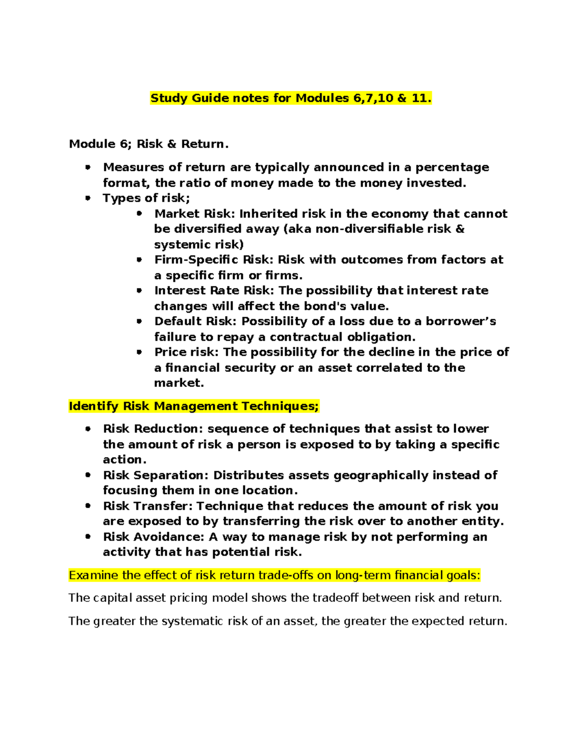 D076 Study Guide - Study Guide notes for Modules 6,7,10 & 11. Module 6 ...