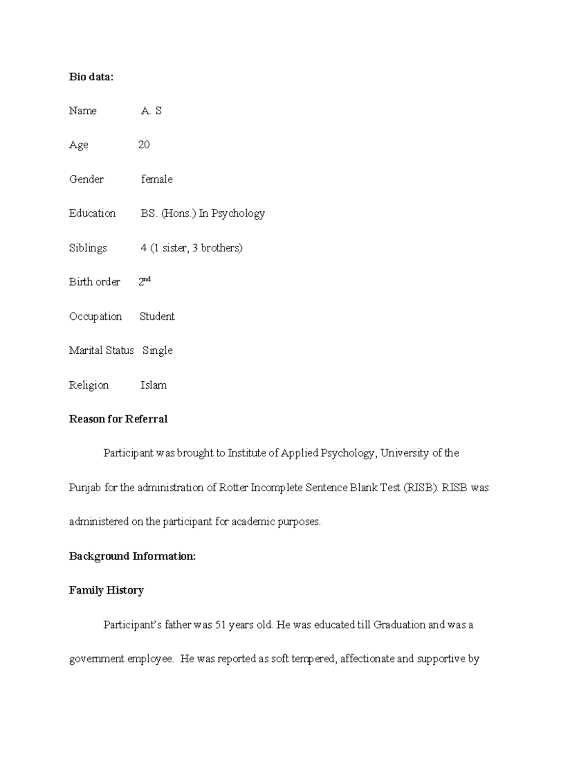 Risb - Assessment of Adjustment through Rotter Incomplete Sentences ...