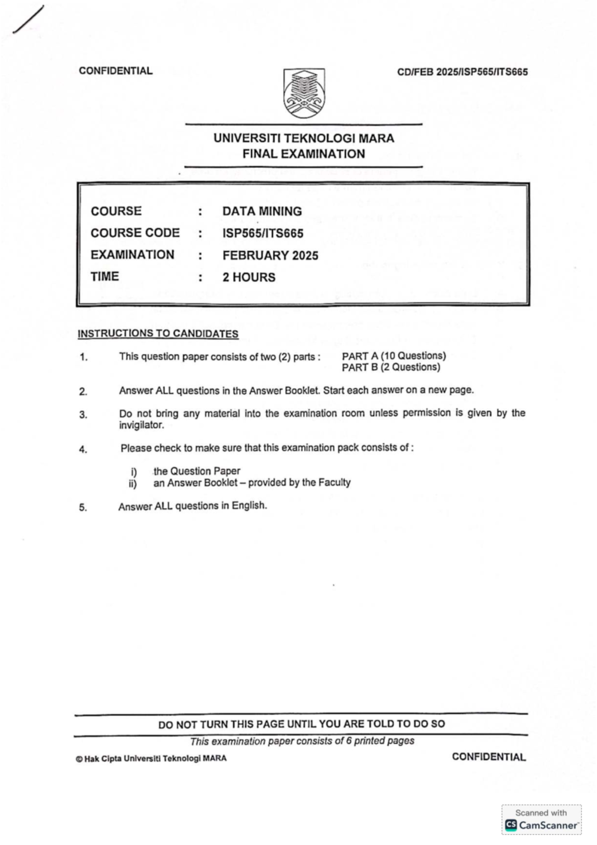 Data Mining Final Exam Questions - February 2025 - Studocu