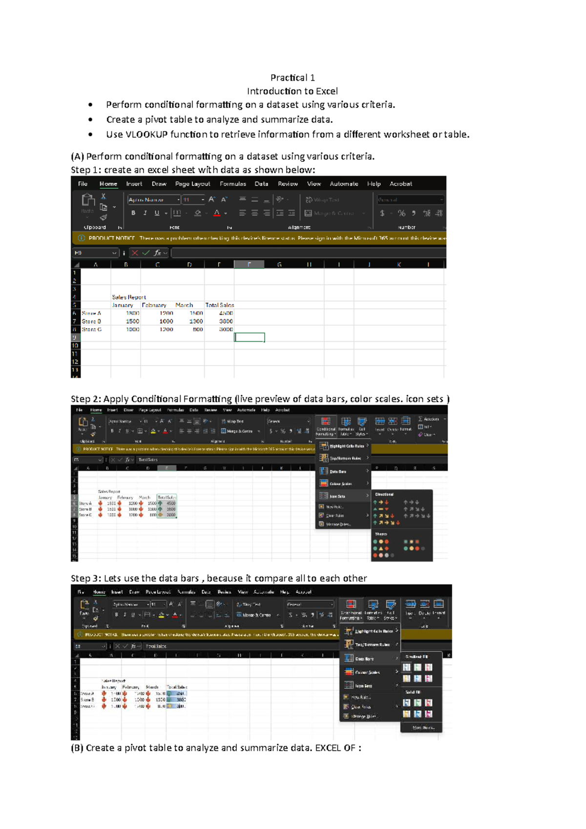 DS Journal: Practical 1 - Excel Conditional Formatting, Pivot Tables ...