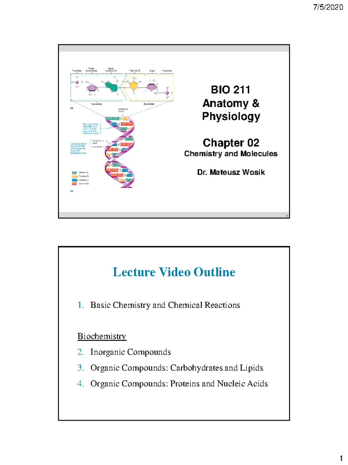 BIO 211 Anatomy & Physiology Ch 02: Chemistry & Molecules Overview ...