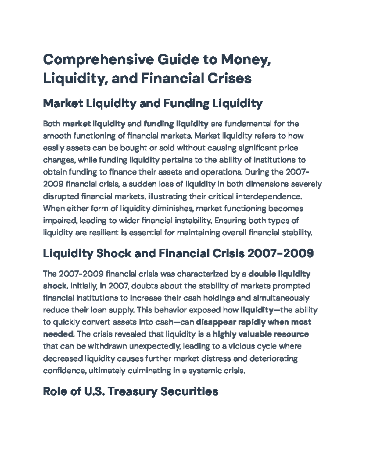 Liquidity Dynamics and Financial Crises: Insights from 2007-2020 - Studocu