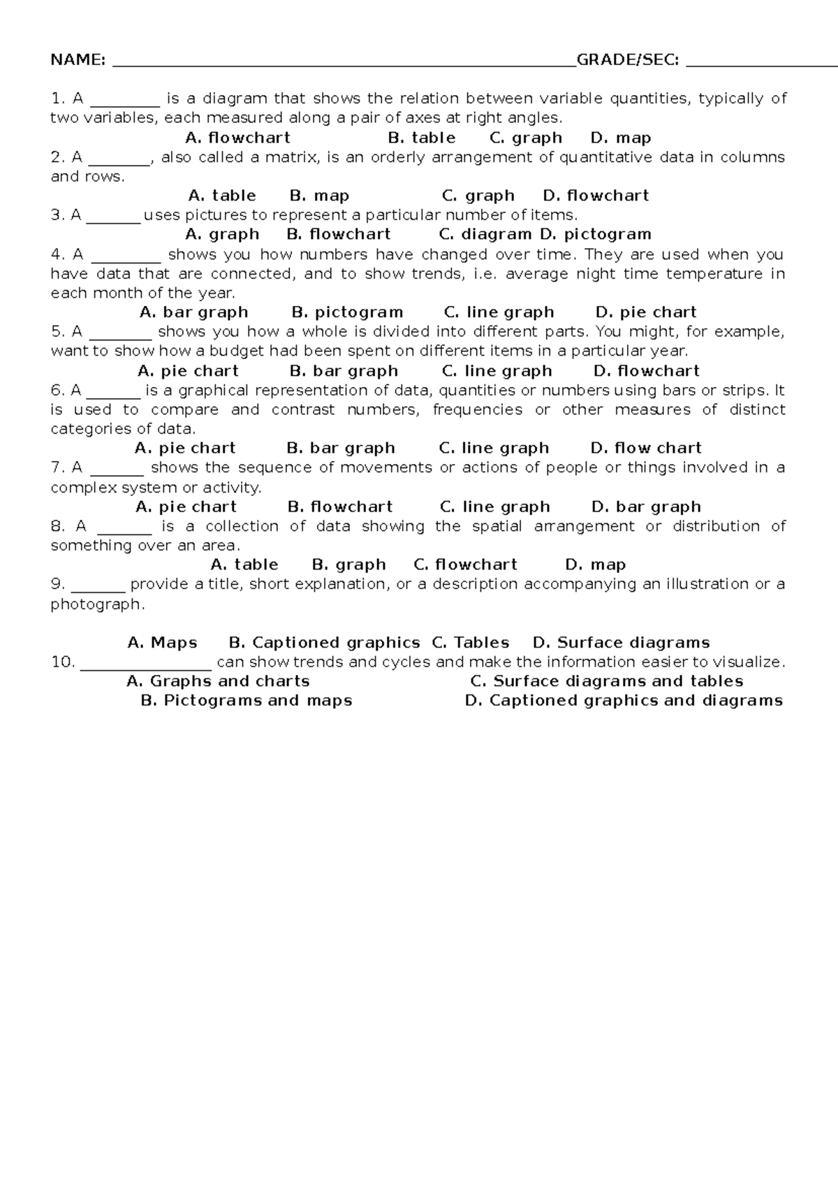 ACT#1 Visual- Verbal - ANSWER SHEET - NAME: GRADE/SEC: A _________ is a ...