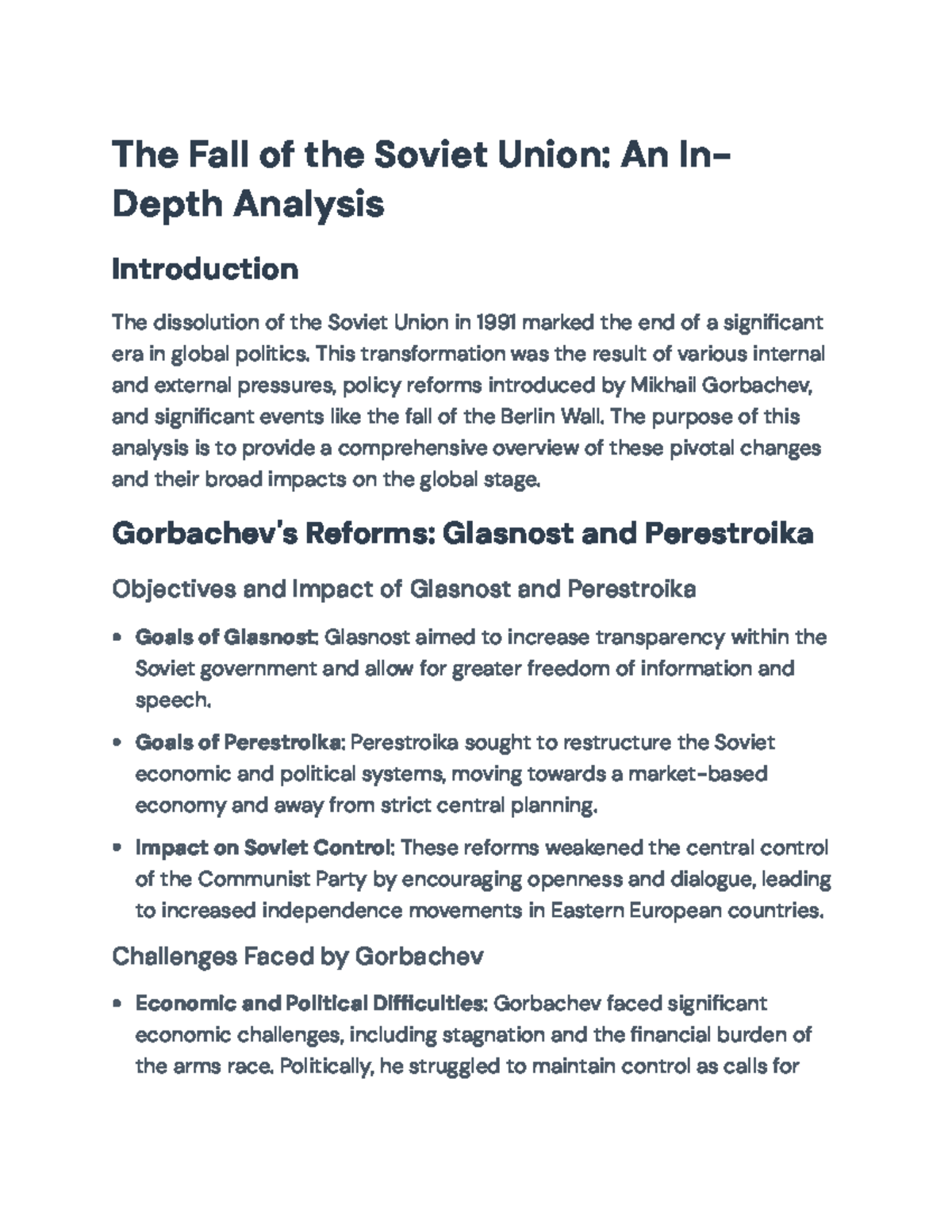 The Fall of the Soviet Union: An In-Depth Analysis - The Fall of the ...