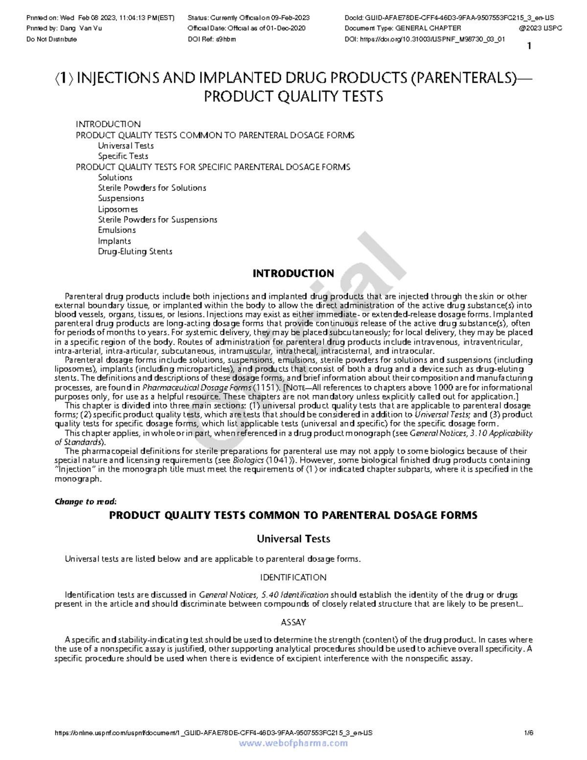 Inhalation and Nasal Drug Products: General Quality Tests (USPC) - Studocu