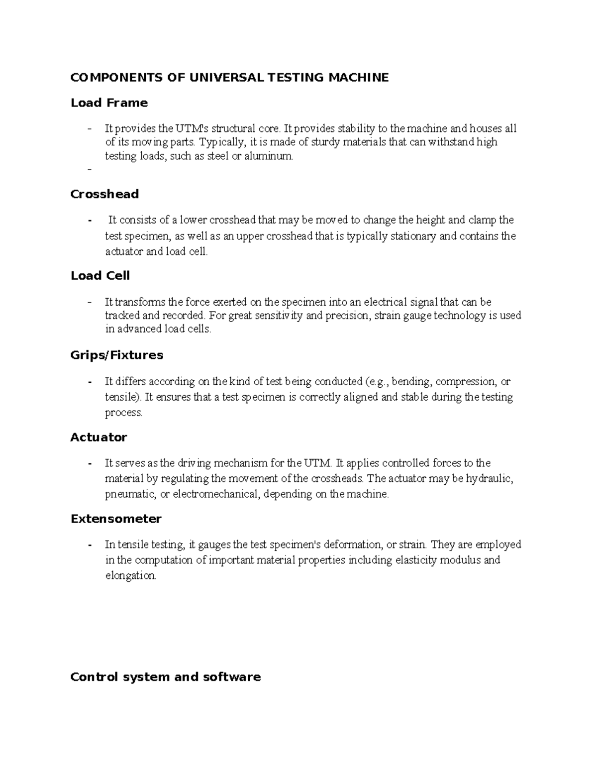 Components of Universal Testing Machine (UTM): A Detailed Overview ...