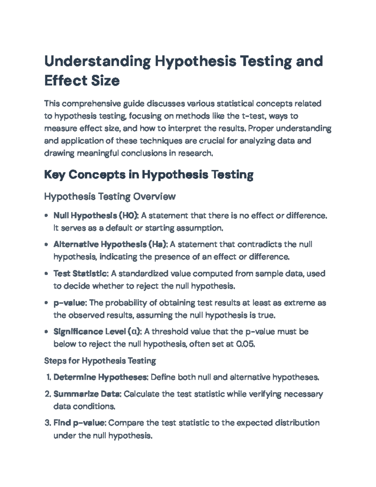 Understanding Hypothesis Testing and Effect Size in Research ...