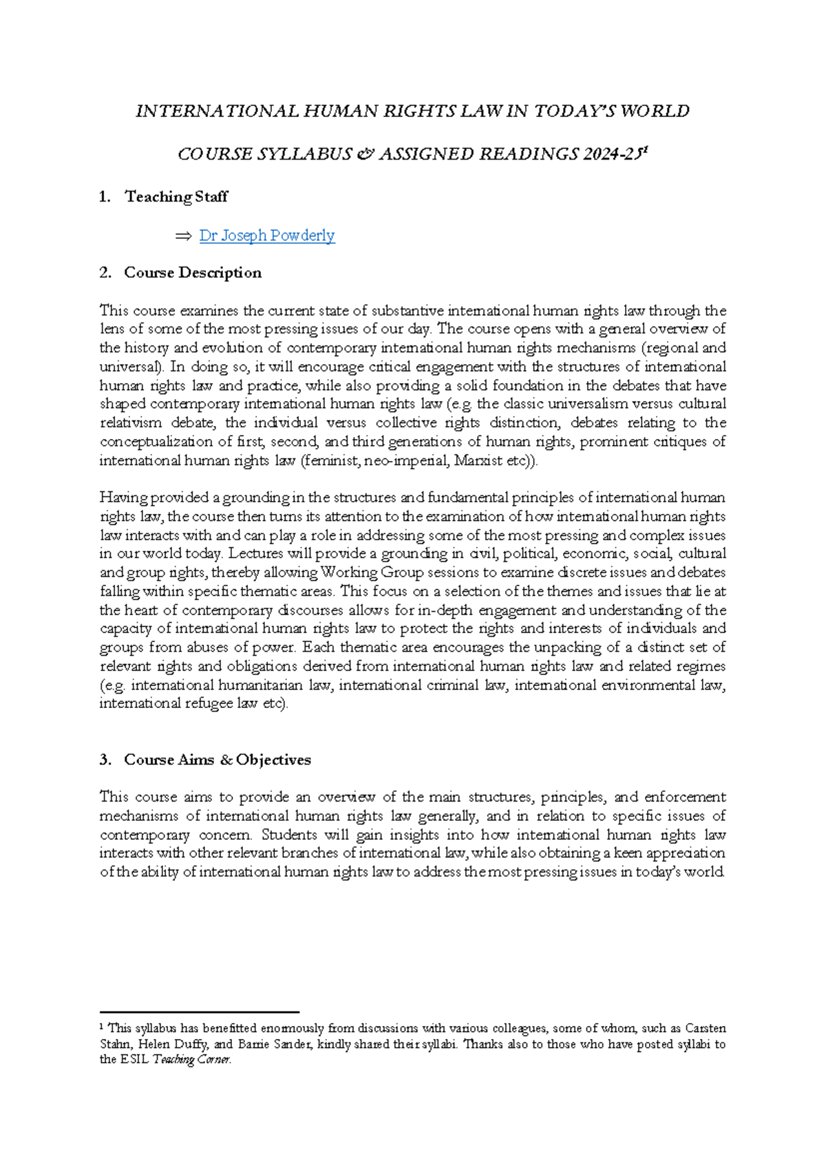 Ihrltw - International Human Rights Law Course Syllabus 2024-25 ...