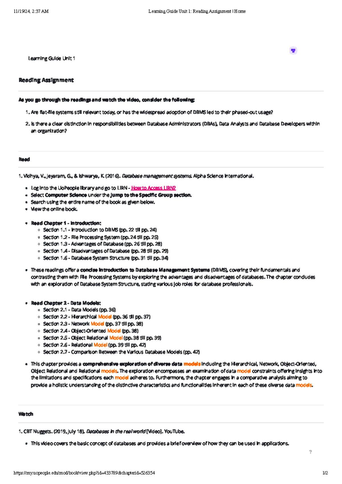 Learning Guide Unit 1 Reading Assignment Home - Learning Guide Unit 1 ...