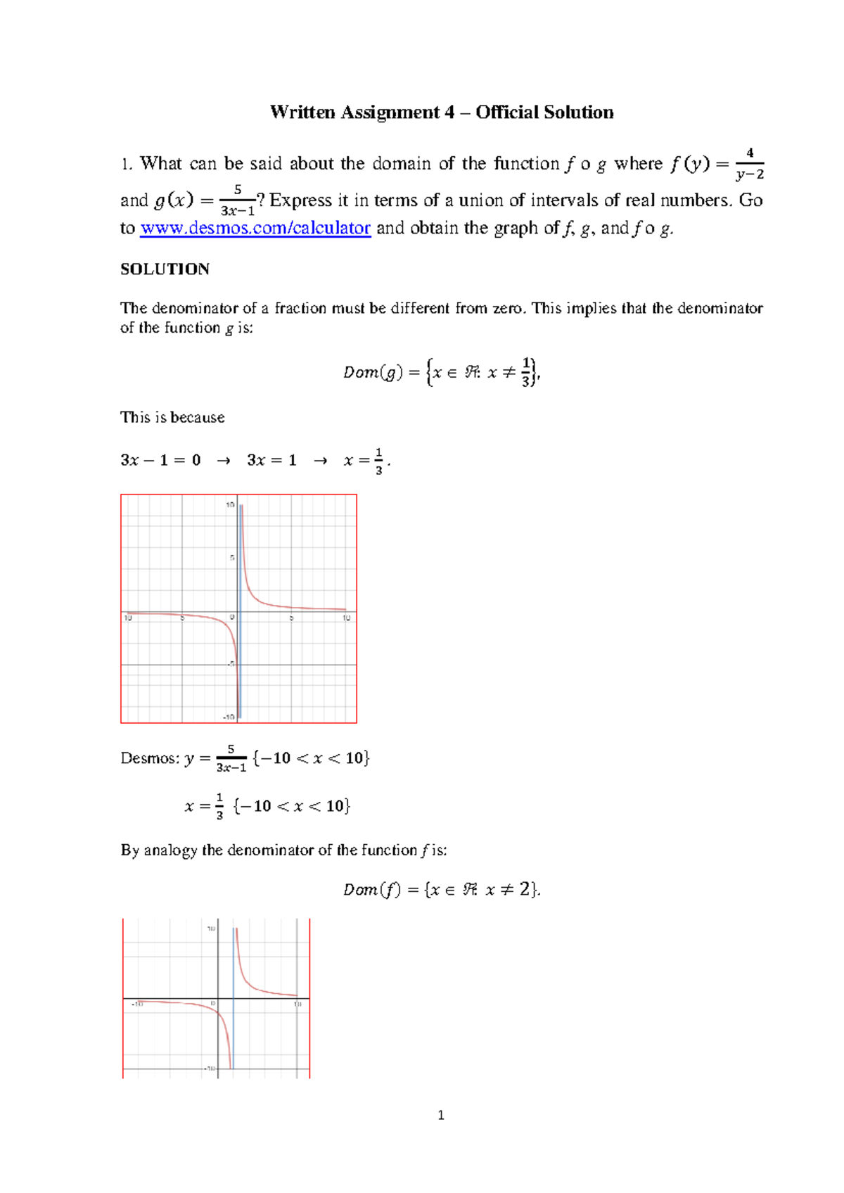 MATH 1201-01 - Written Assignment 4 Official Solution - Written ...