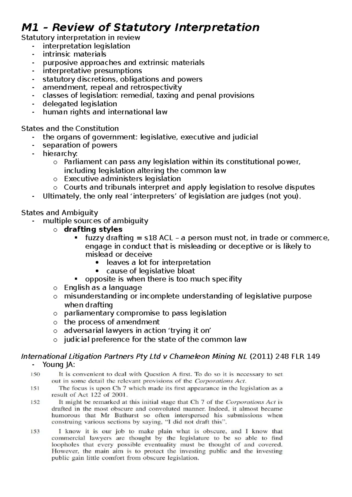 M1 - Comprehensive Review of Statutory Interpretation Principles - Studocu