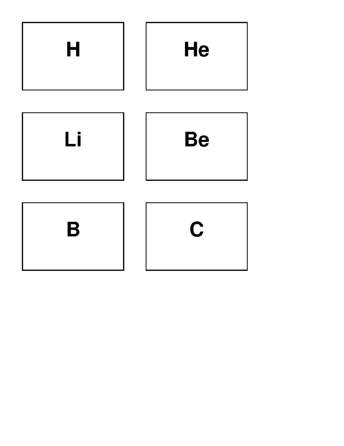 Fichas Elementos - Gratis - Fisica, Quimica y Biologia - H He Li Be B c ...