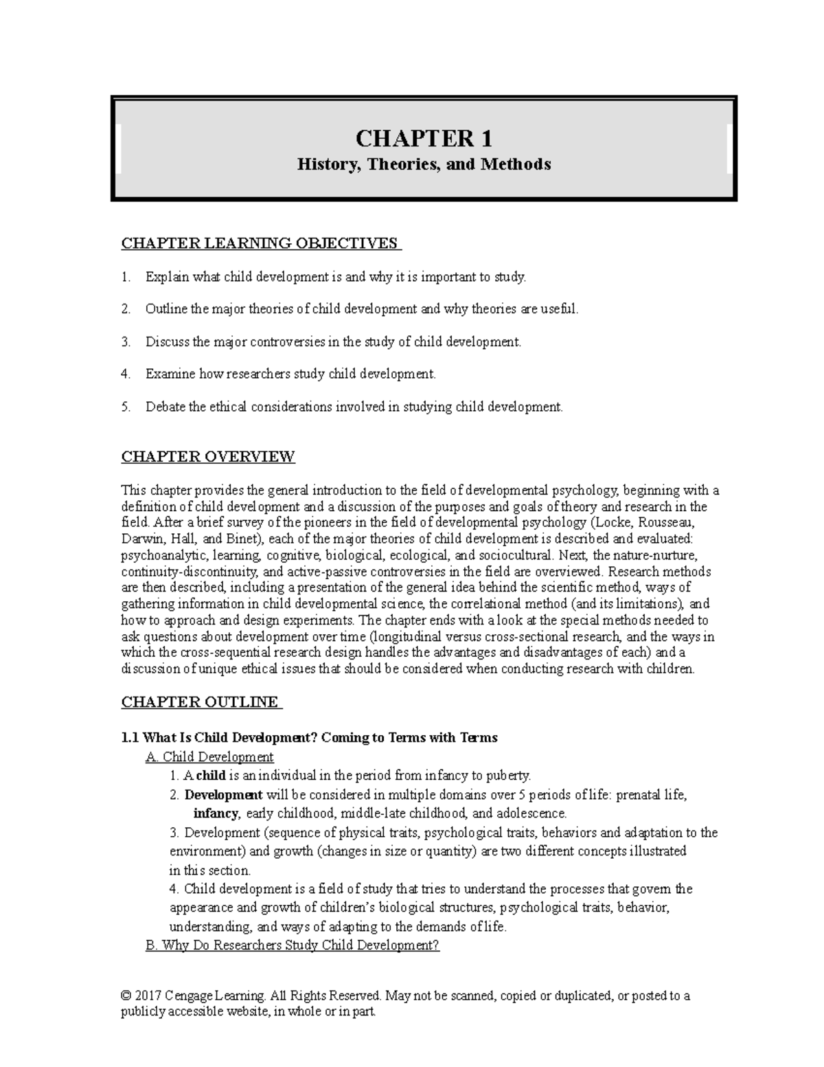 Child Psyc CH 1 - Overview of Theories & Research Methods in ...