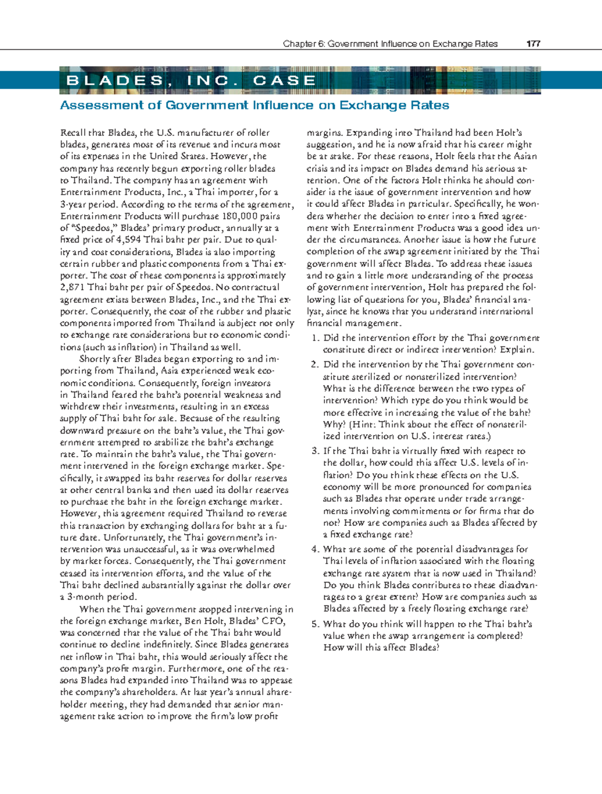 Blades Inc. Case Study Ch 6 - Gov. Impact on Currency Derivatives - Studocu