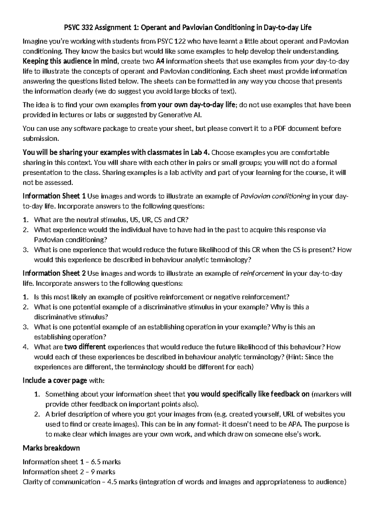 PSYC 332 Assignment 1: Real-Life Examples of Operant & Pavlovian ...