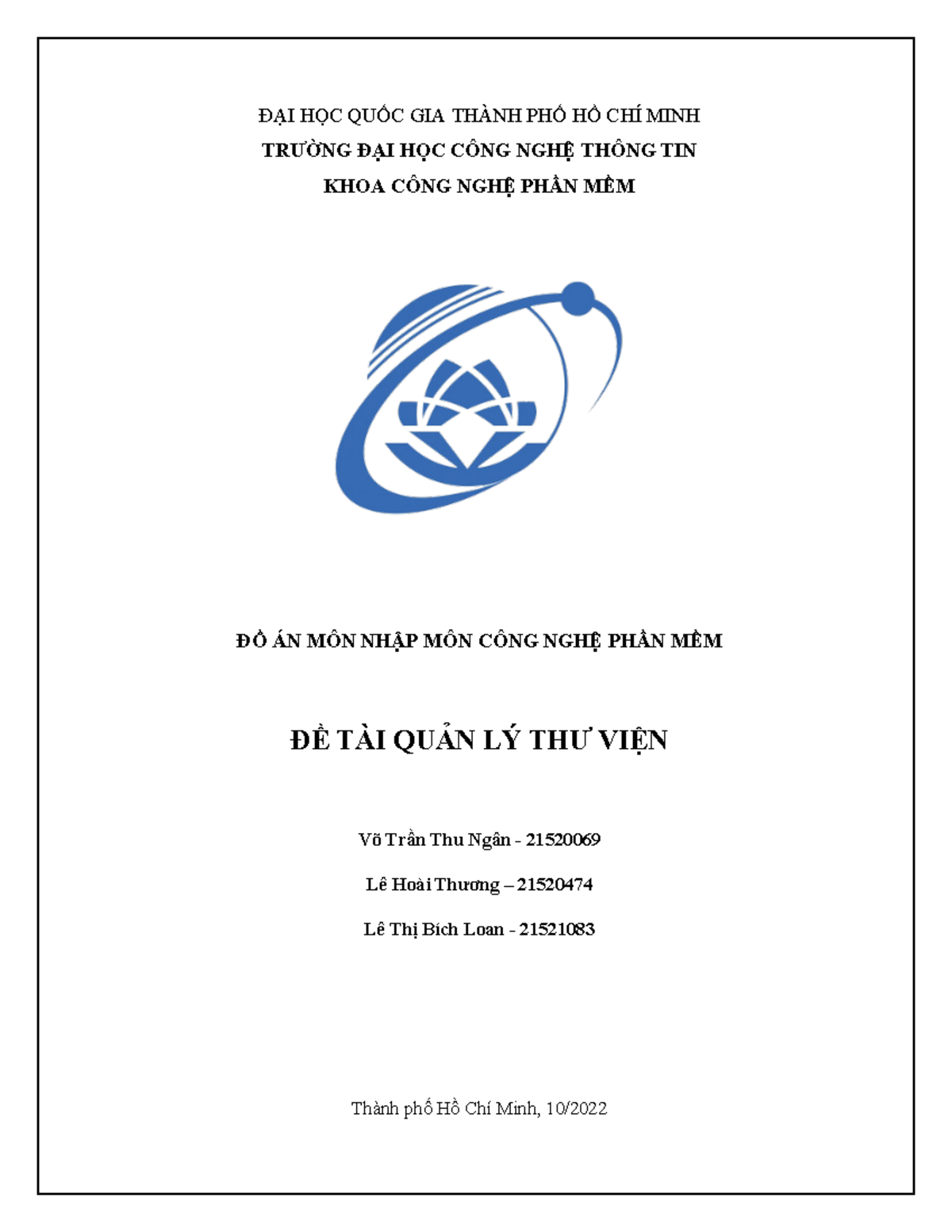 Đồ Án Nhập Môn CNPM - Quản Lý Thư Viện - 21520069, 21520474, 21521083 - Document Preview