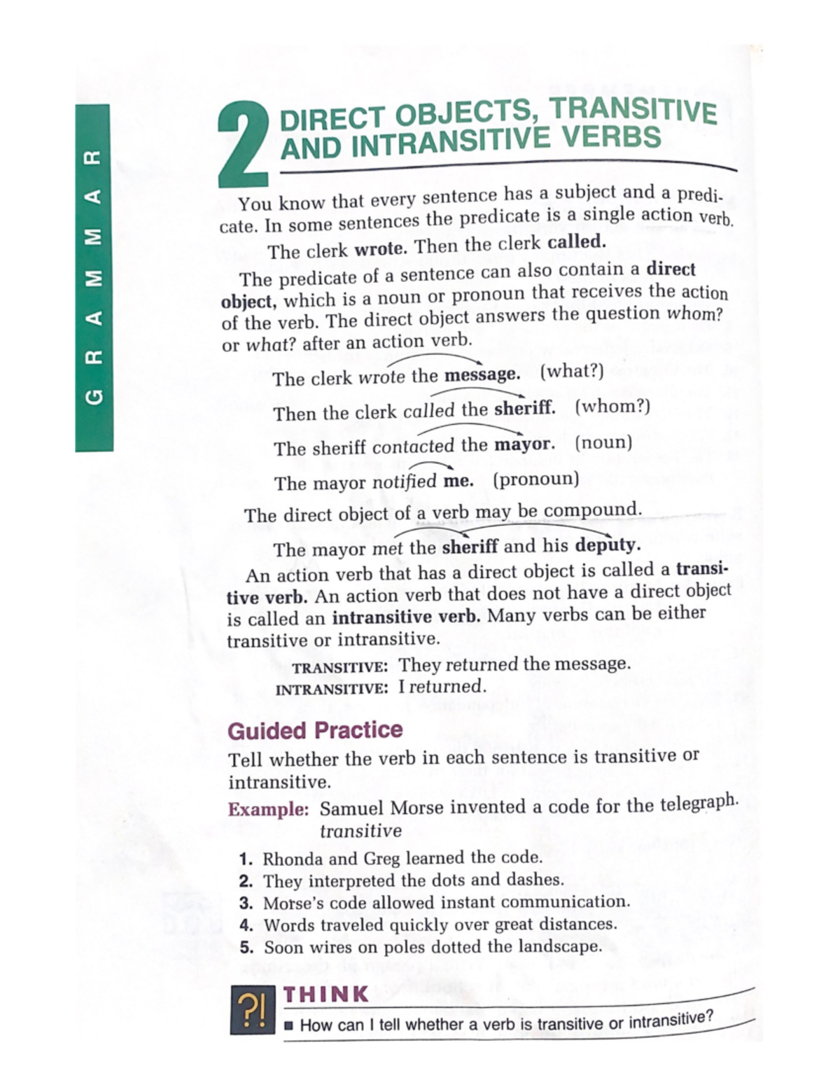 2 - Nothing - 2 DIRECT OBJECTS, TRANSITIVE AND INTRANSITIVE VERBS You ...