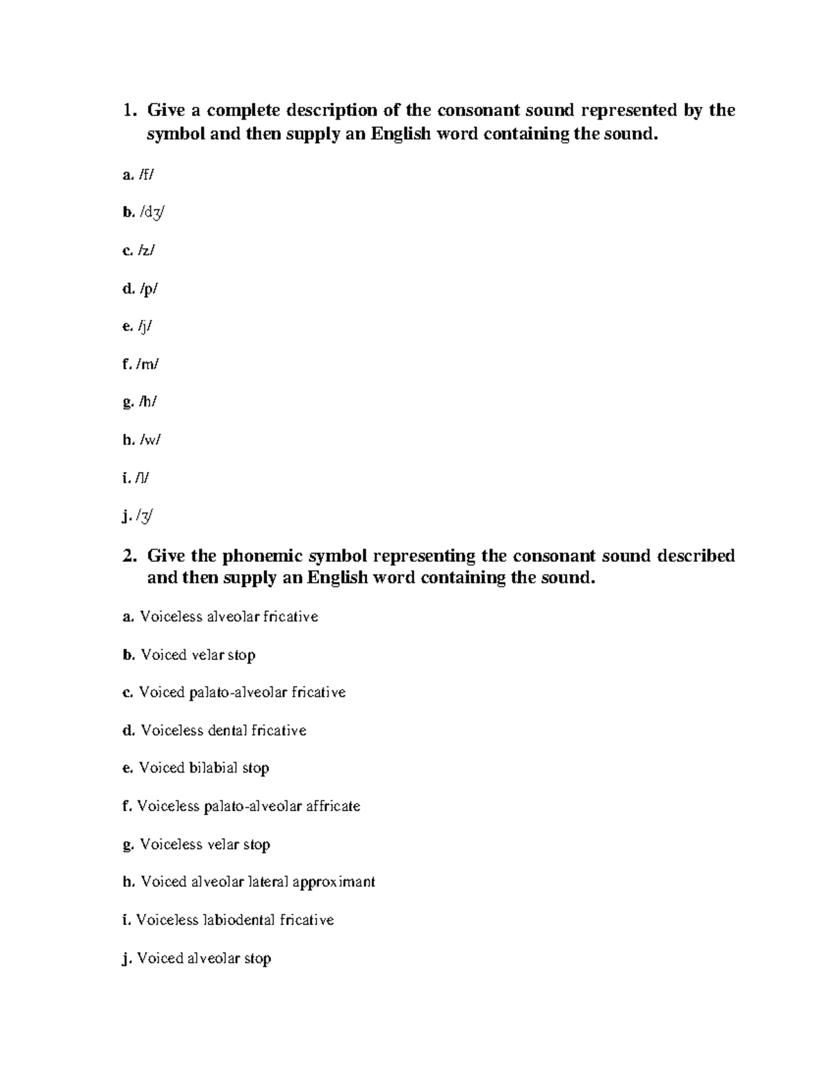 Ling1 - Phonological Exercises on Consonant and Vowel Sounds - Studocu