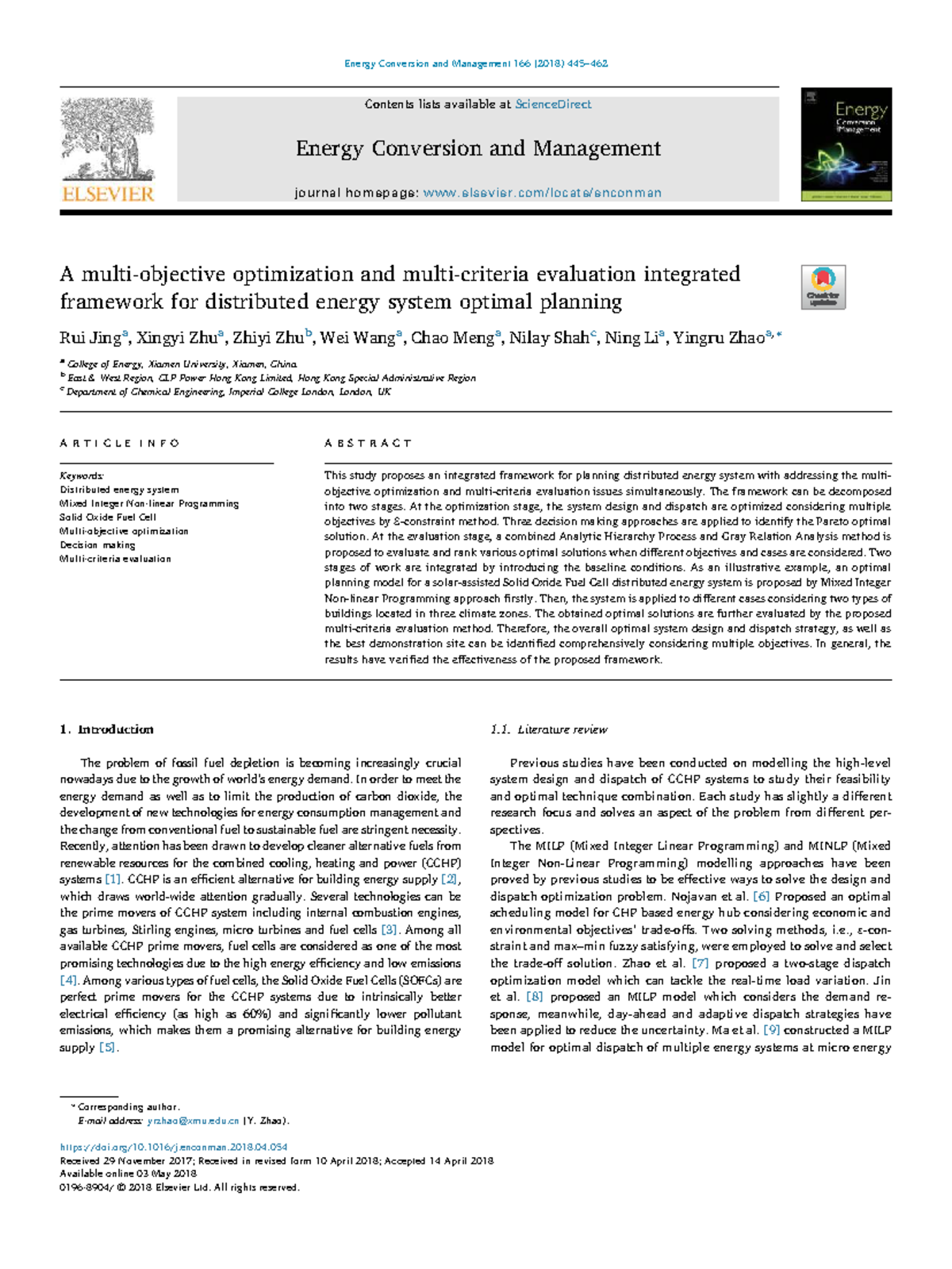 A Multi-Objective Optimization Framework for Distributed Energy Systems ...