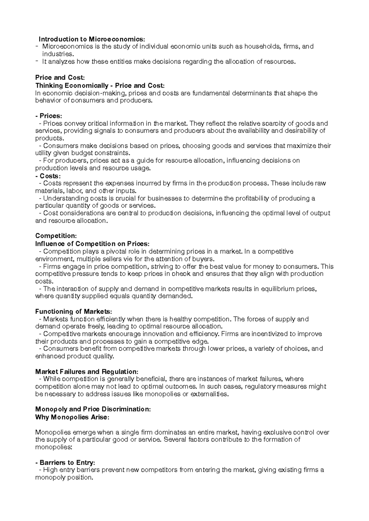 MICRO 101: Key Concepts in Microeconomics Summary and Analysis - Studocu
