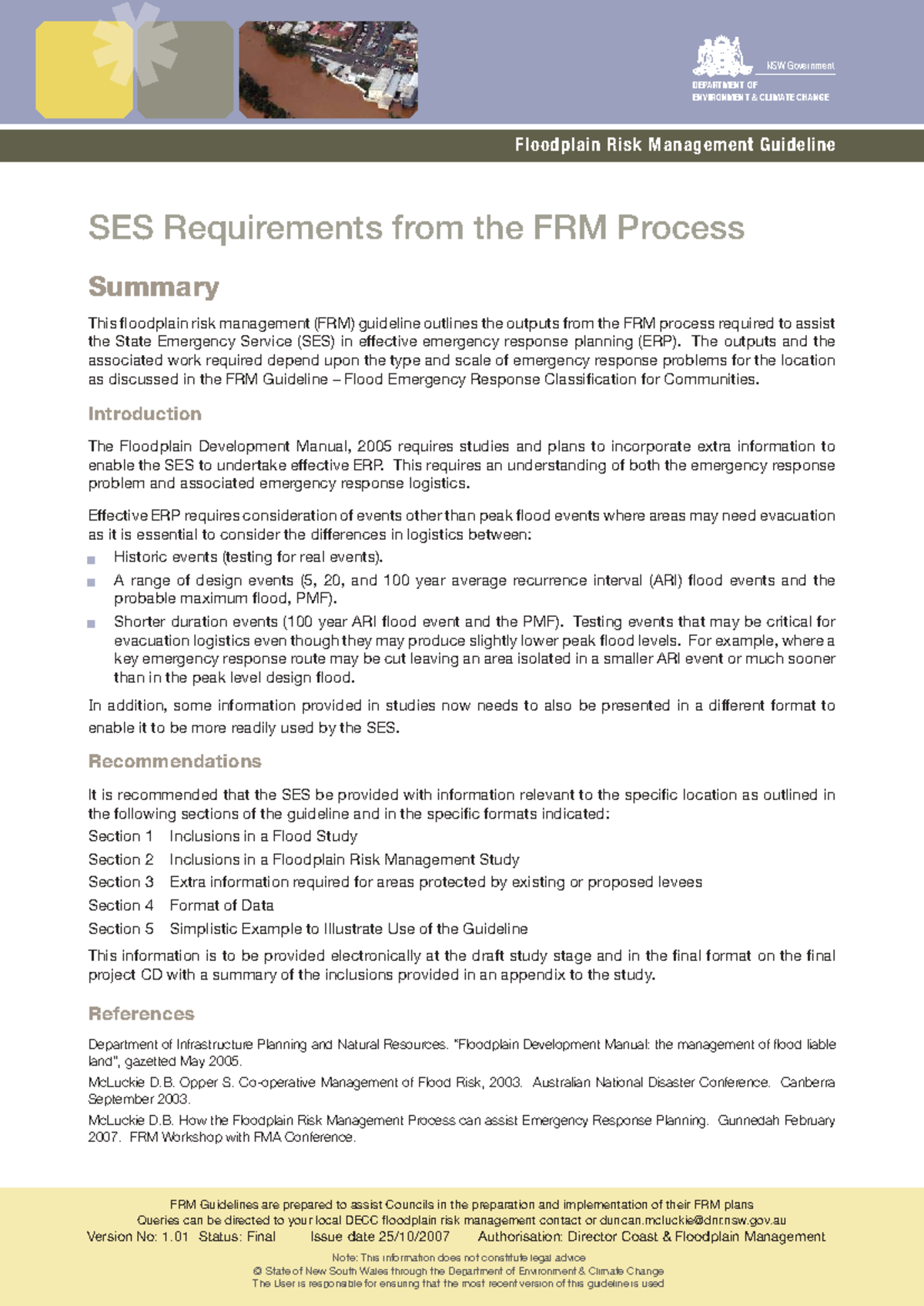FRM guideline: SES information requirements for floodplain risk ...