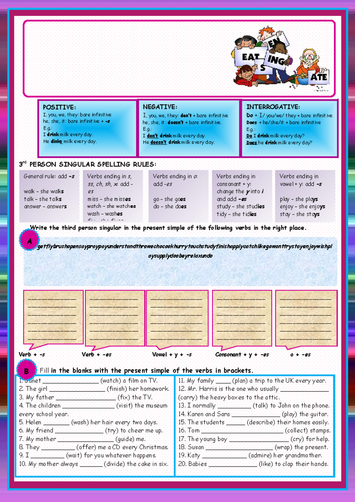 Present Simple Rules & Exercises (Course Code: 7097) - Studocu