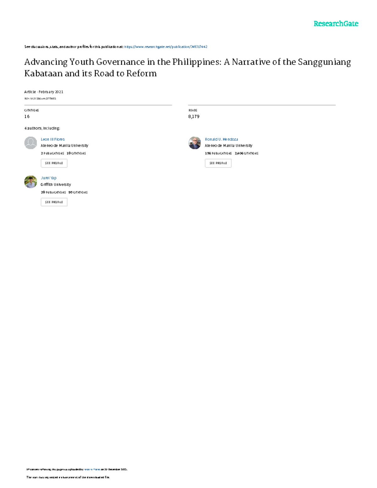 Advancing Youth Governance: SK Reform in the Philippines - Studocu