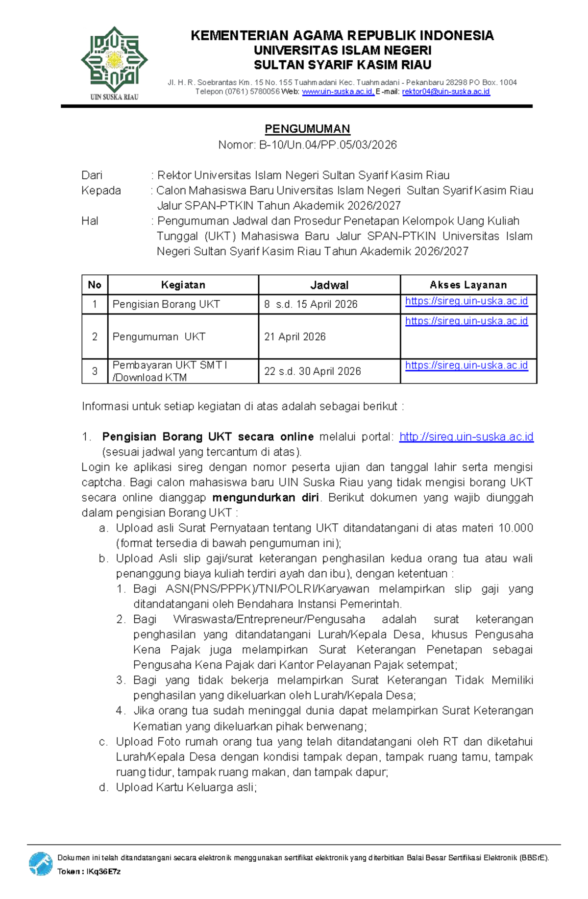 Pengumuman UKT dan Prosedur Pendaftaran Mahasiswa Baru SPAN-PTKIN 2026 ...
