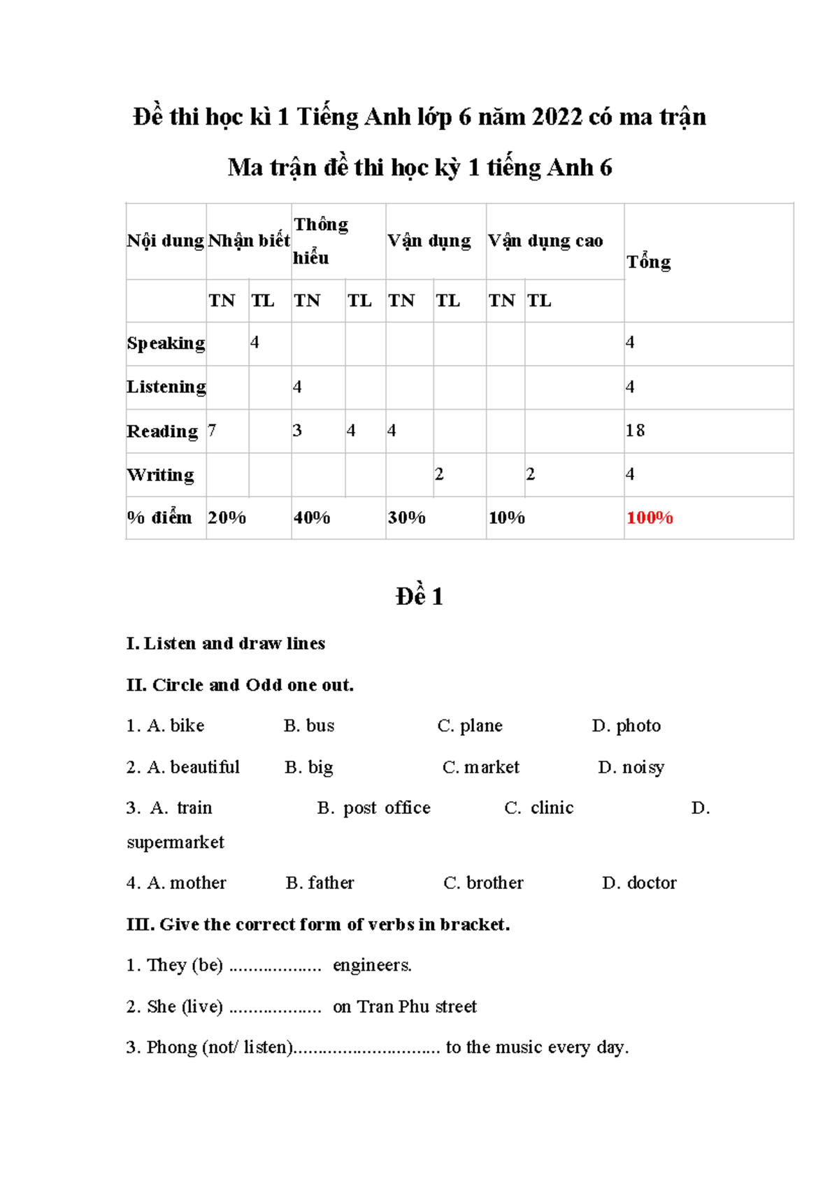 Bo de thi hoc ki 1 mon tieng anh 6 sach chan troi sang tao - Đề thi học ...