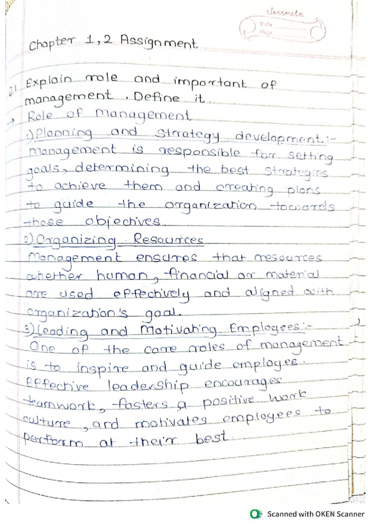 Mgt 1 - Chapter 1 and 2 assignment: The role and importance of ...