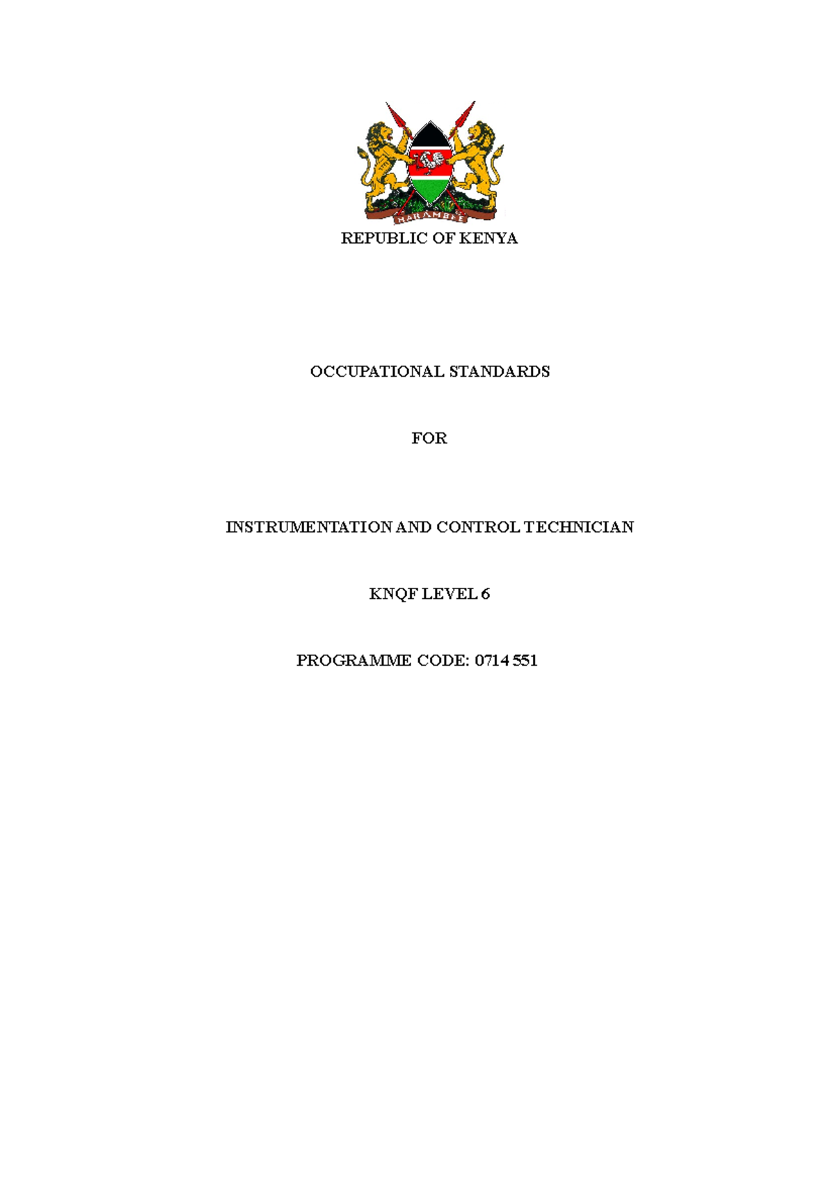 OS Instrumentation and Control Technician Standards KNQF Level 6 - Studocu